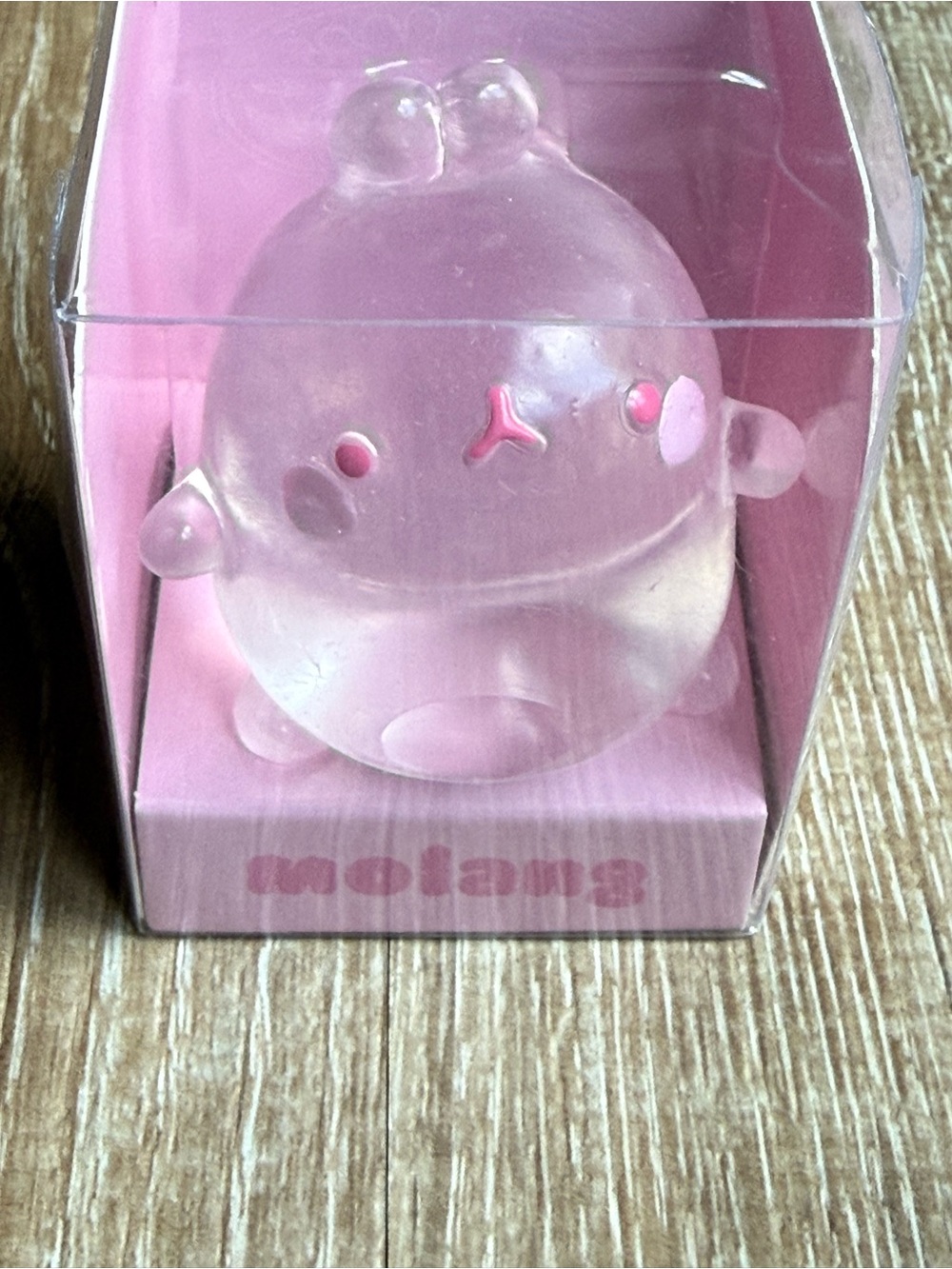 Molang Clear Jelly Bunny Squishy Figure - Pink Accents